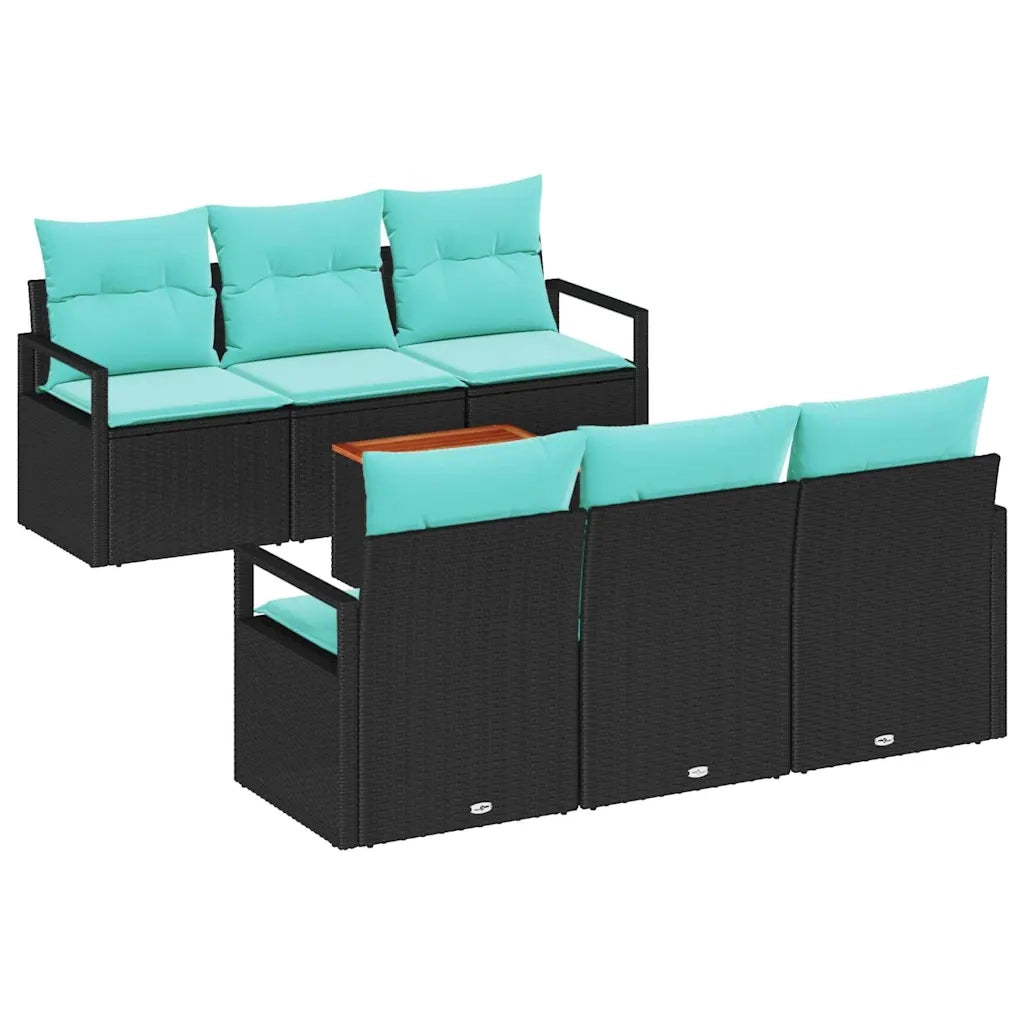 Set Divano da Giardino con cuscino 7 pcs Nero polyrattan 3347655