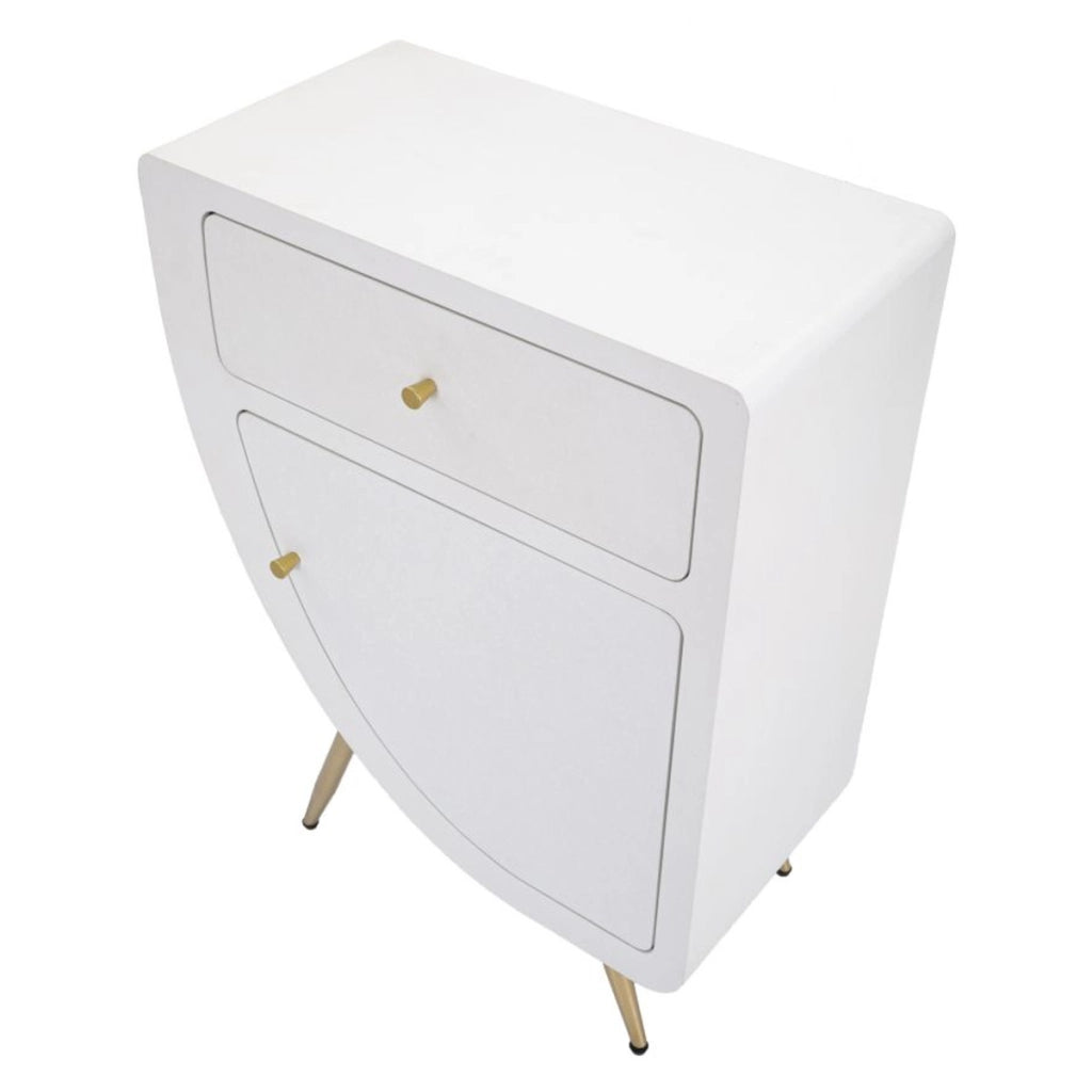 Comodino VKH16, Bianco, MDF, 60x32x79 cm