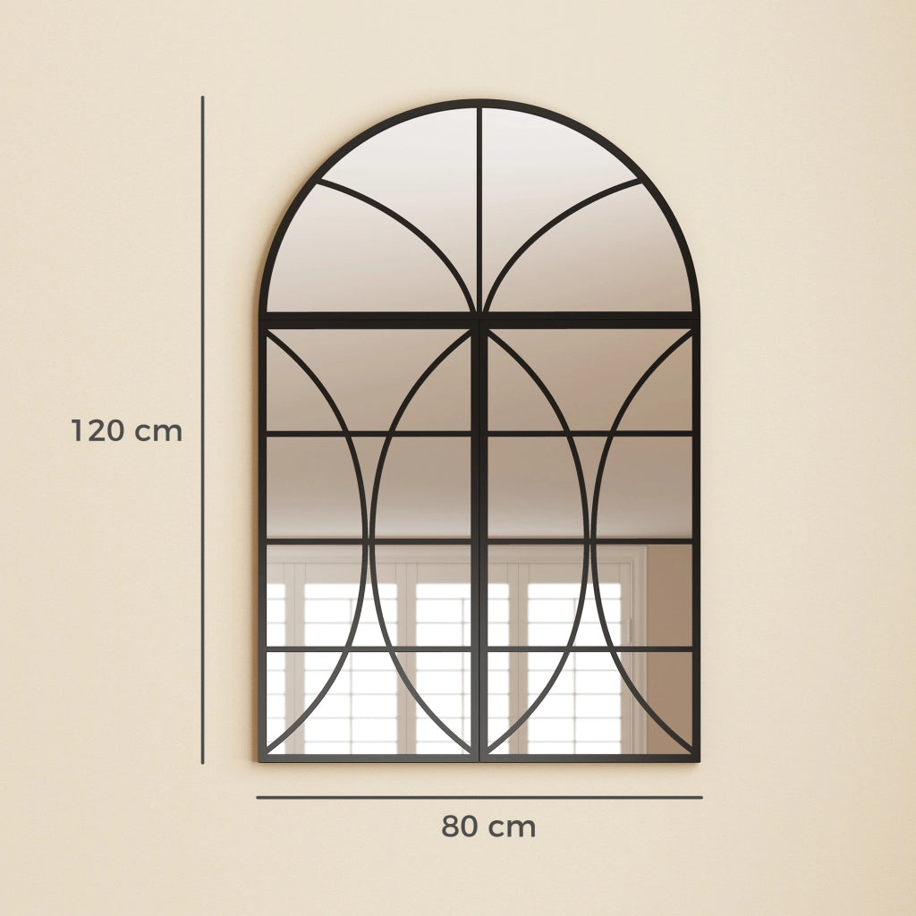Specchio Muro 3 Pezzi Finestra ¨C Minimal ¨C Nero 80x120 cm