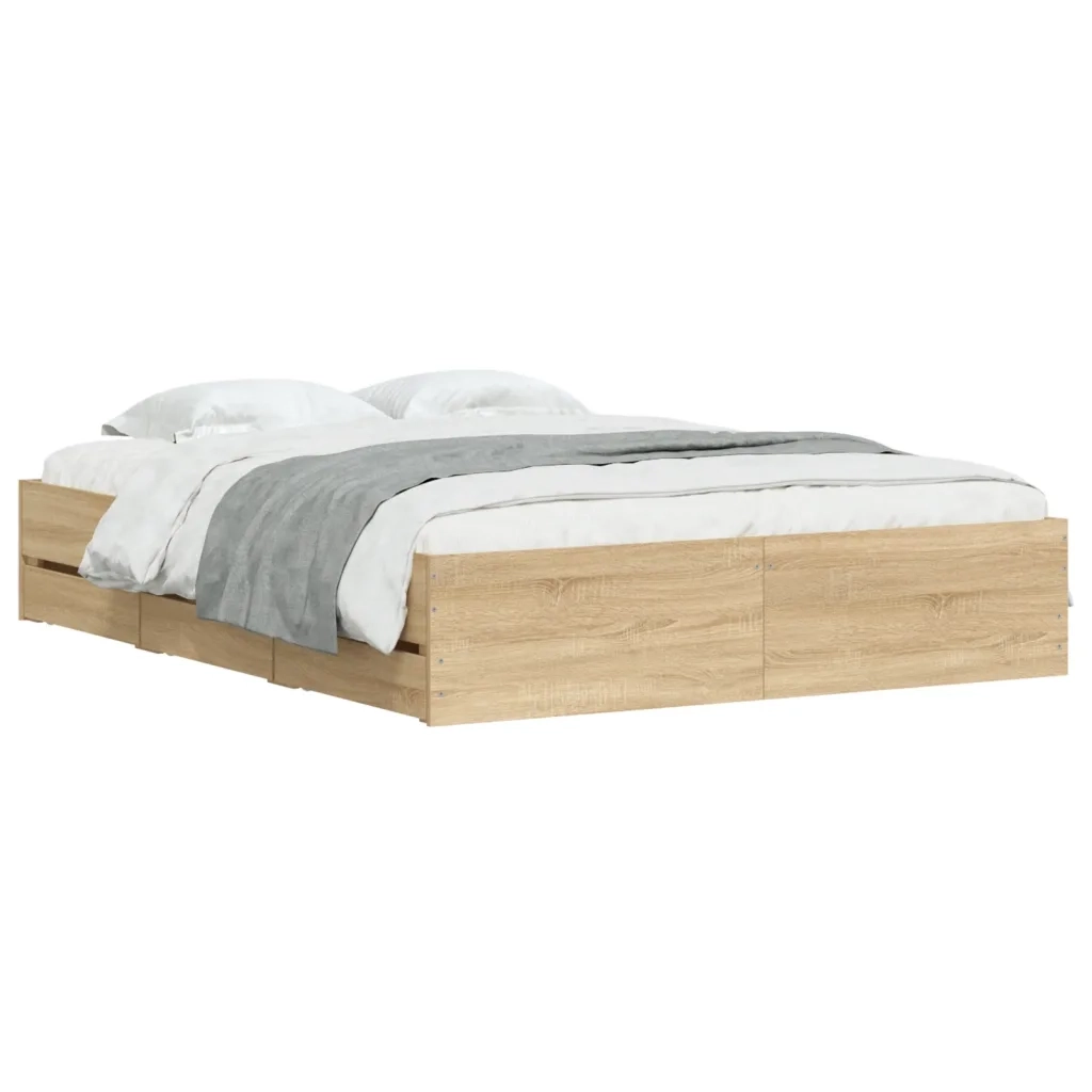Giroletto Cassetti-Struttura Letto con contenitore Rovere Sonoma 150x200 cm Legno Multistrato 131717
