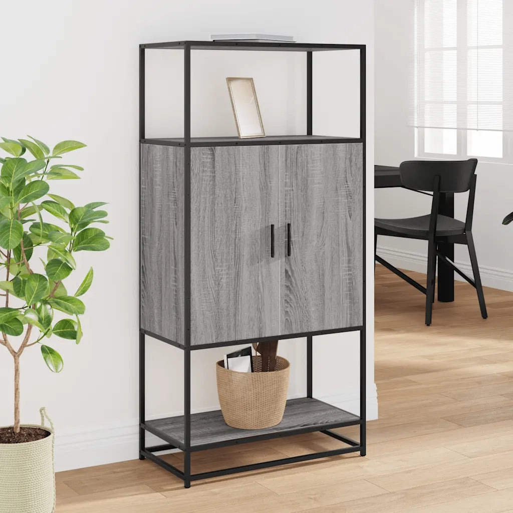 Credenza | Madia | Buffet da pranzo | Armadio da pranzo Grigio Sonoma 68x35x139 cm Legno Multistrato Metallo
