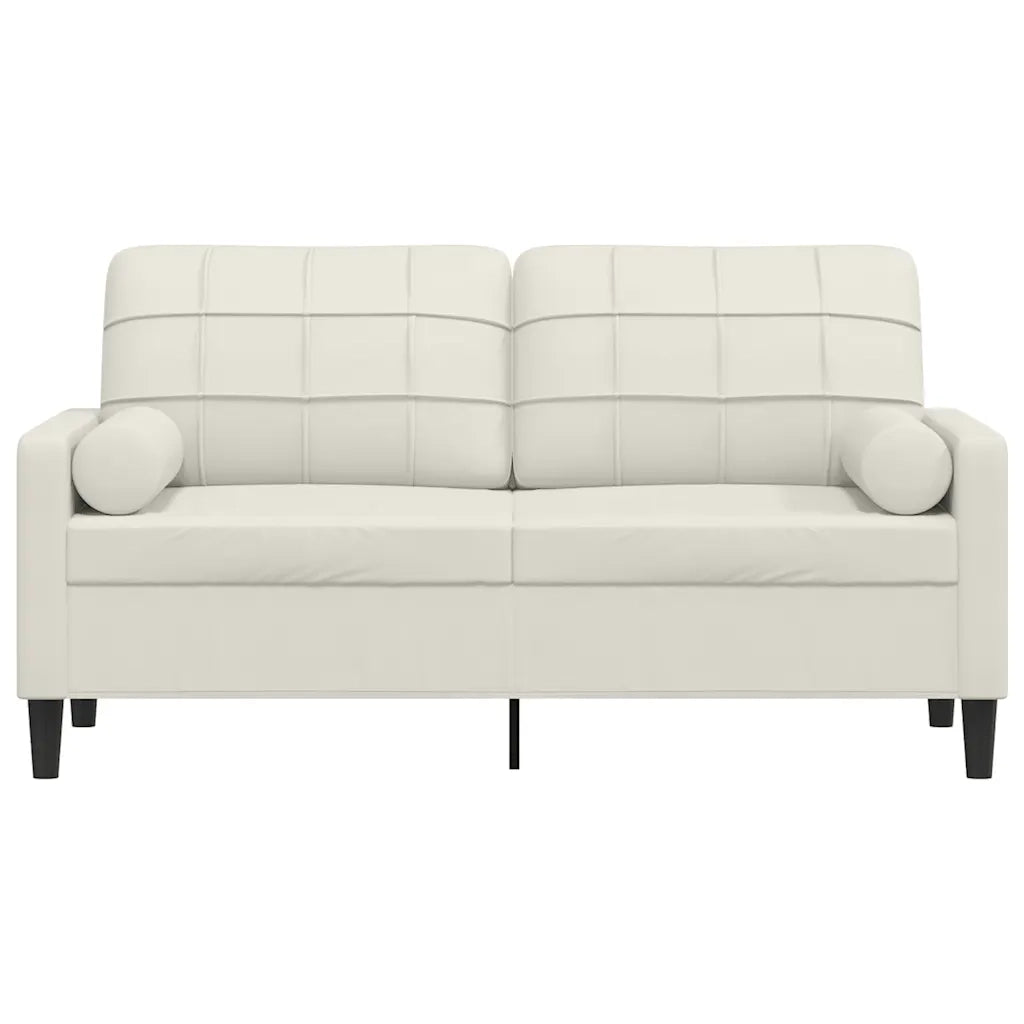 Divano a 2 Posti con Cuscini-Sofa 2 Posti con Cuscini Crema 140 cm in Velluto 441083