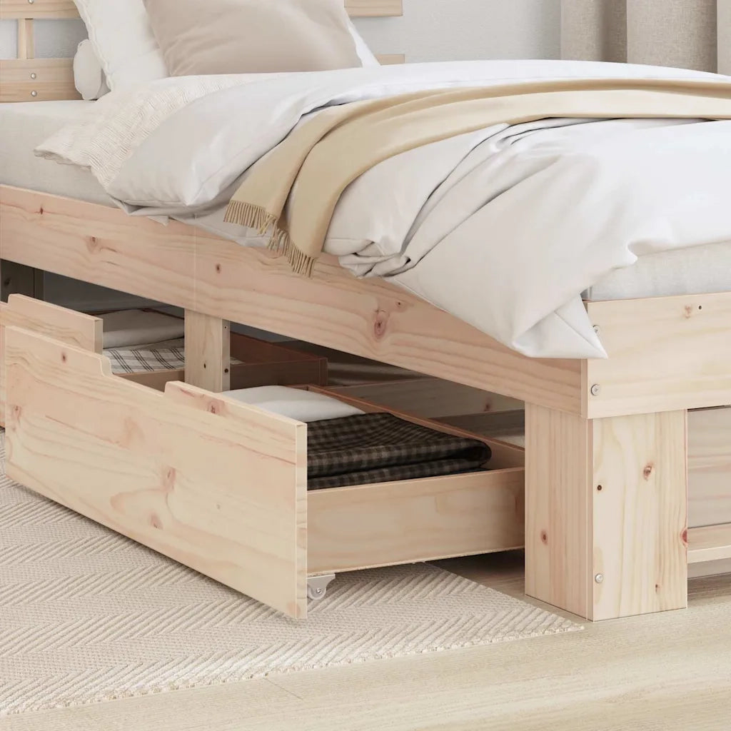 Letto singolo | Letto per adulti | Struttura del letto Naturale 100 x 200 cm Pino massello
