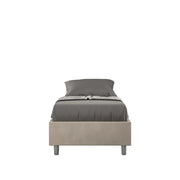 BS COM Letto singolo contenitore imbottito 90x200 microfibra sabbia