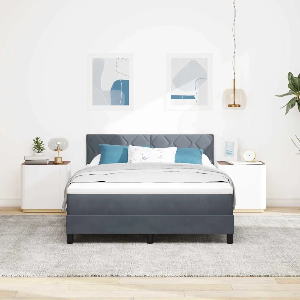 Letto a Sorgente LED con led Grigio scuro 140 x 200 cm Velluto