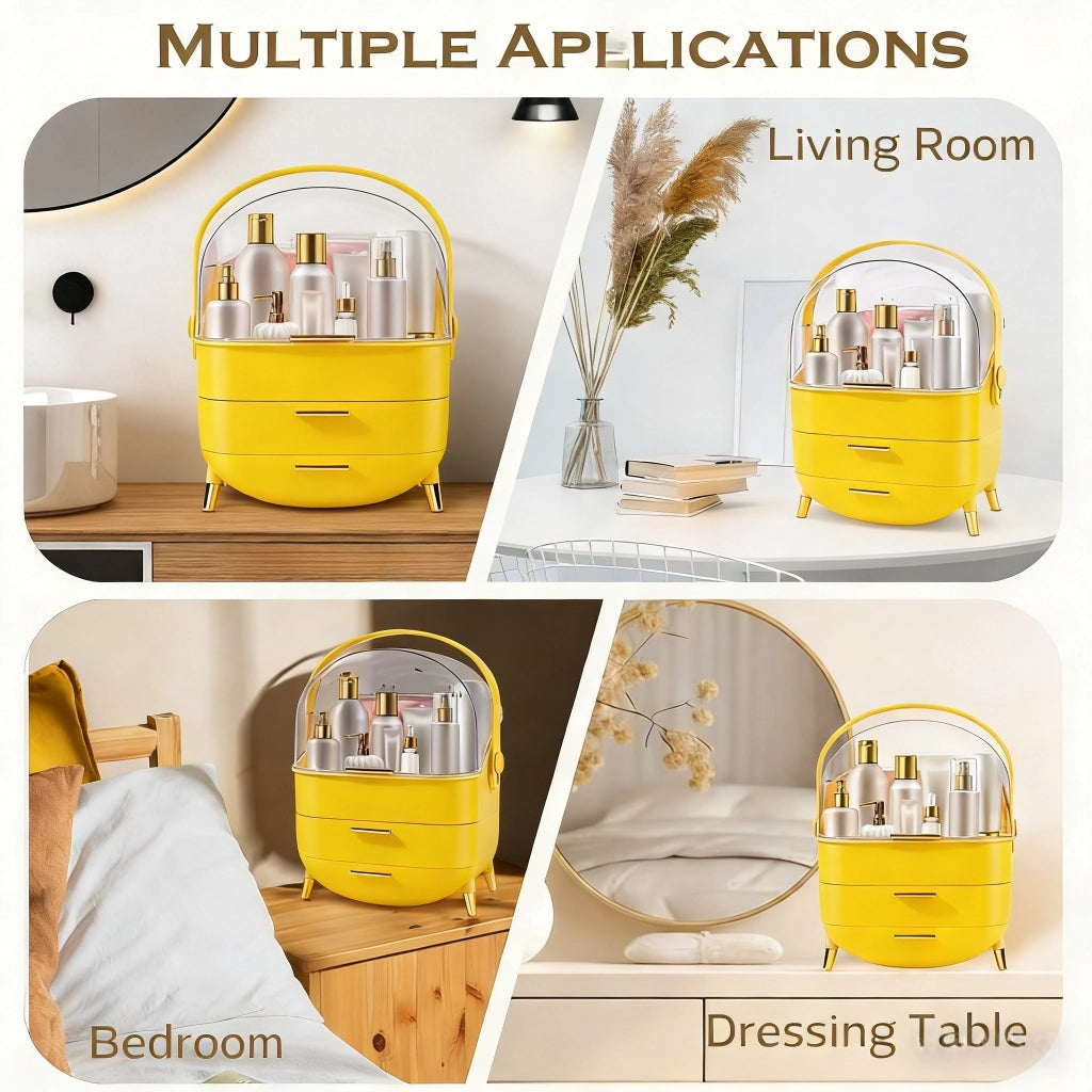 ZMH Porta trucchi da scrivania con più cassetti contenitore per cosmetici color oro 29 x 19 x 38 cm