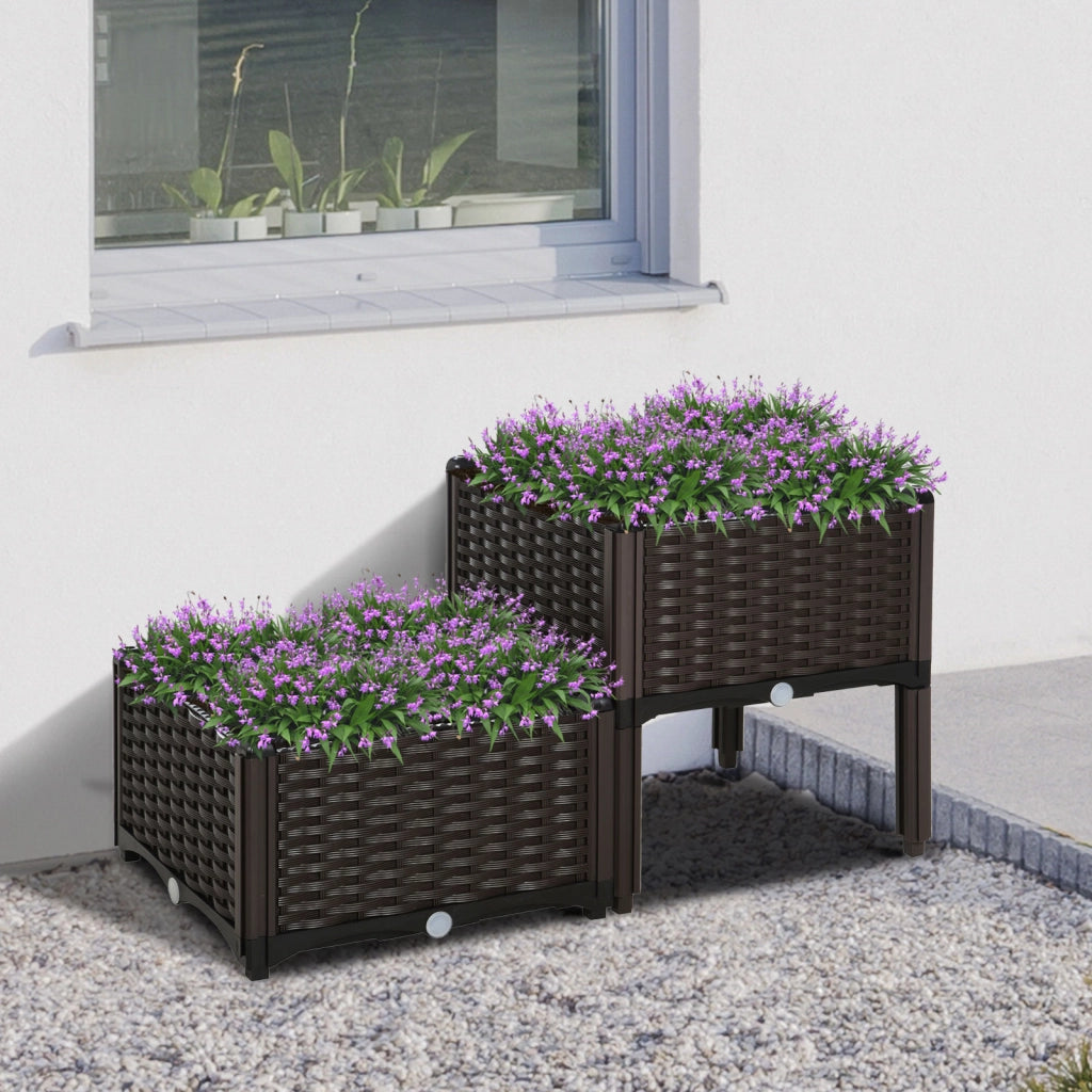Vaso per piante ¨C Minimal ¨C Rattan effetto legno, marrone, 40x40x44 cm
