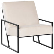Poltrona in velluto beige chiaro 83L x 69L x 83H Schienale Bracciolo Struttura in metallo nero Soggiorno moderno glam