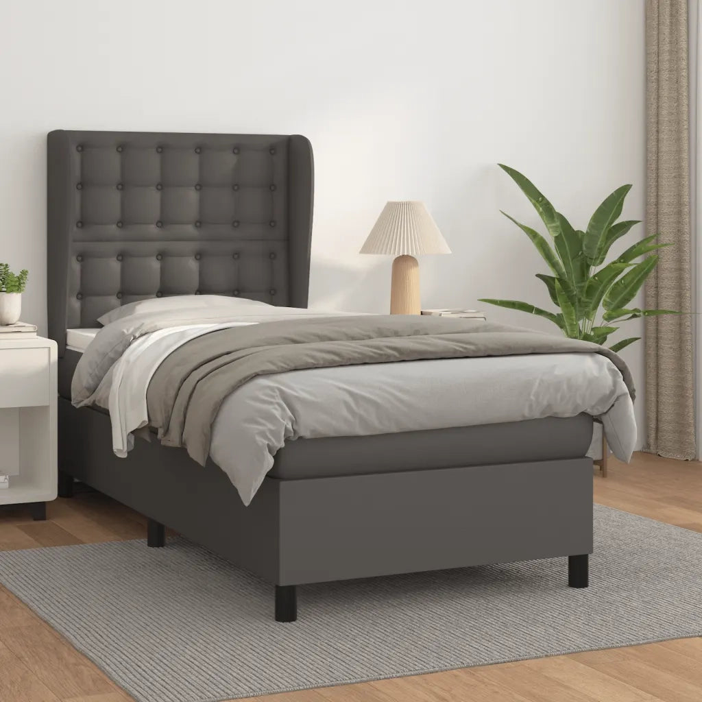 Giroletto a Molle con Materasso-Struttura Letto con Materasso Grgio 80x200 cm in Similpelle 914797