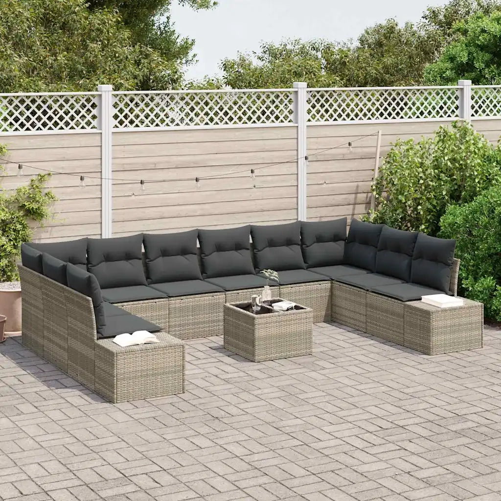 Set Divano da Giardino 10 pcs Grigio chiaro Polyrattan 3355921