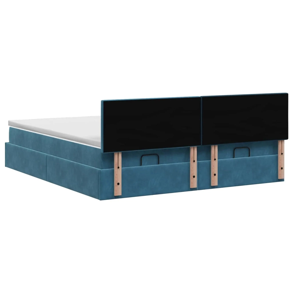 Letto ottomano con materasso 2 pcs Blu Scuro Velluto 3456736