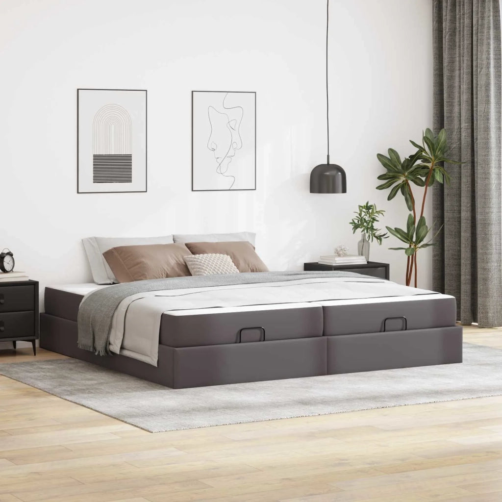 Struttura letto con materasso con materasso 2 pcs Grigio PVC 3399443