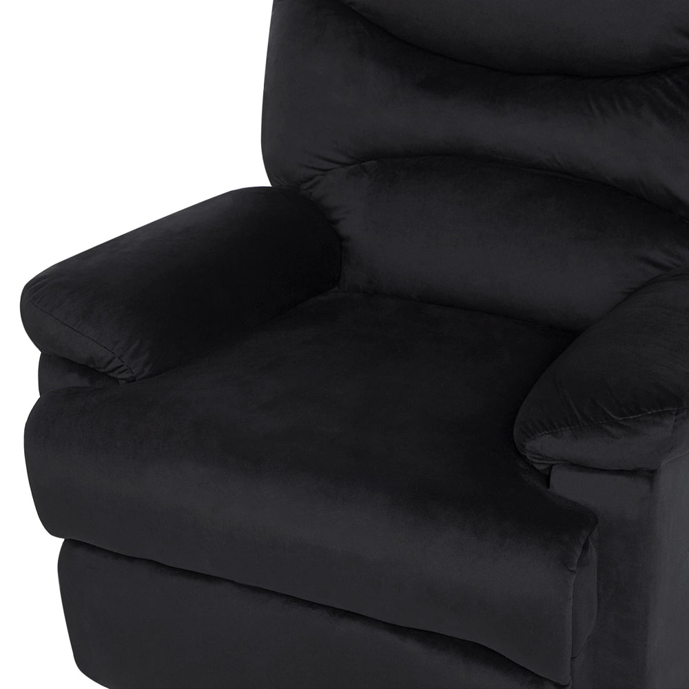 Sedia reclinabile Rivestimento in velluto Nero Push-Back Schienale e poggiapiedi regolabili manualmente Poltrona dal design retrò