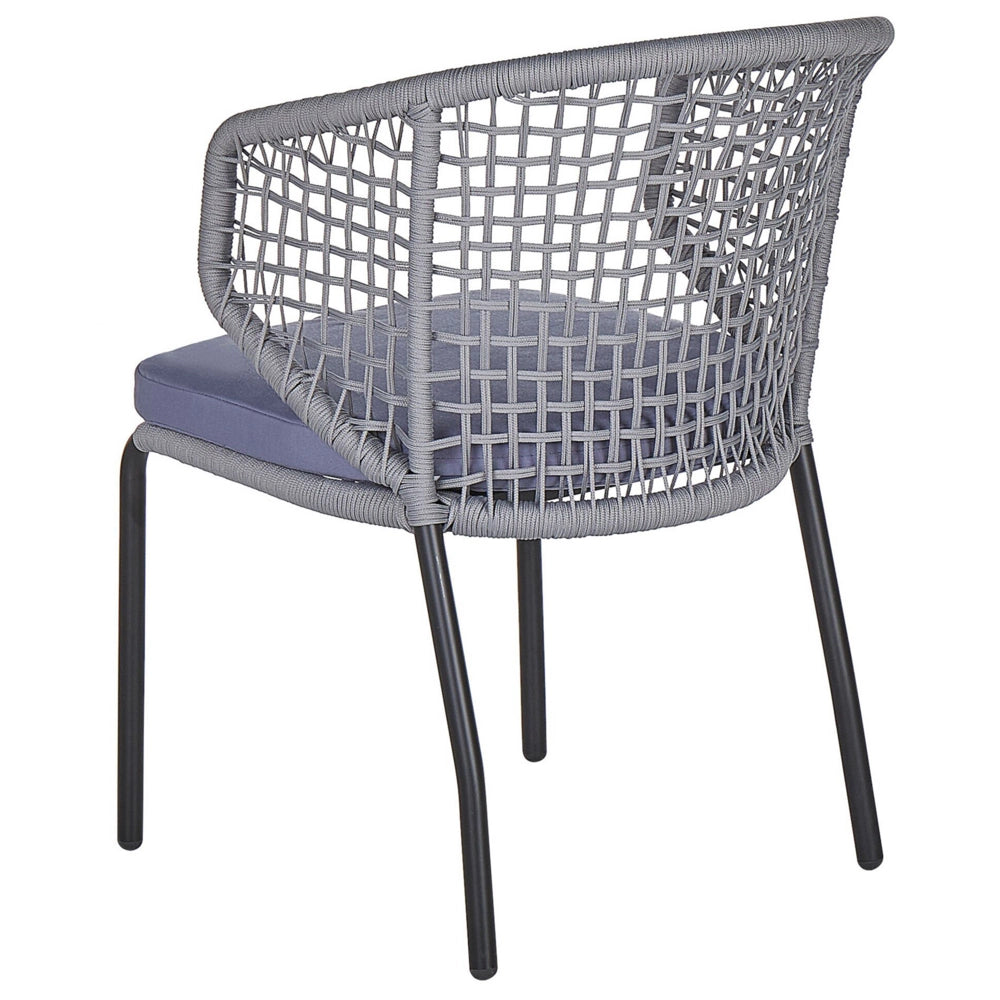 Set da bistrot grigio 2 sedie cuscini da seduta tavolo plastica piano in legno gambe in metallo Nero 3 pezzi set da giardino per esterni