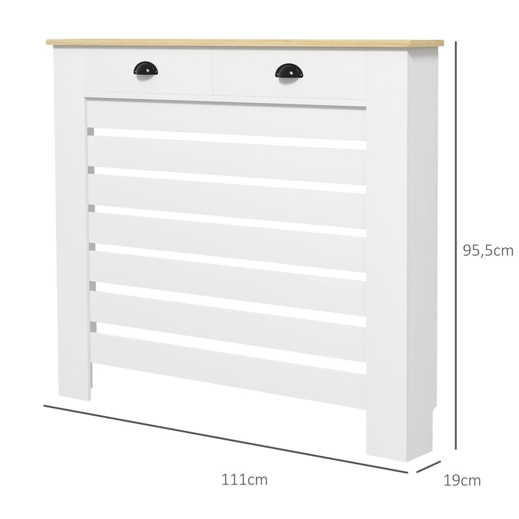 Coperchio per termosifone con 2 cassetti ¨C Minimal ¨C bianco 111x19x95.5 cm