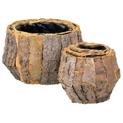 Set di 2 cestini in legno marrone