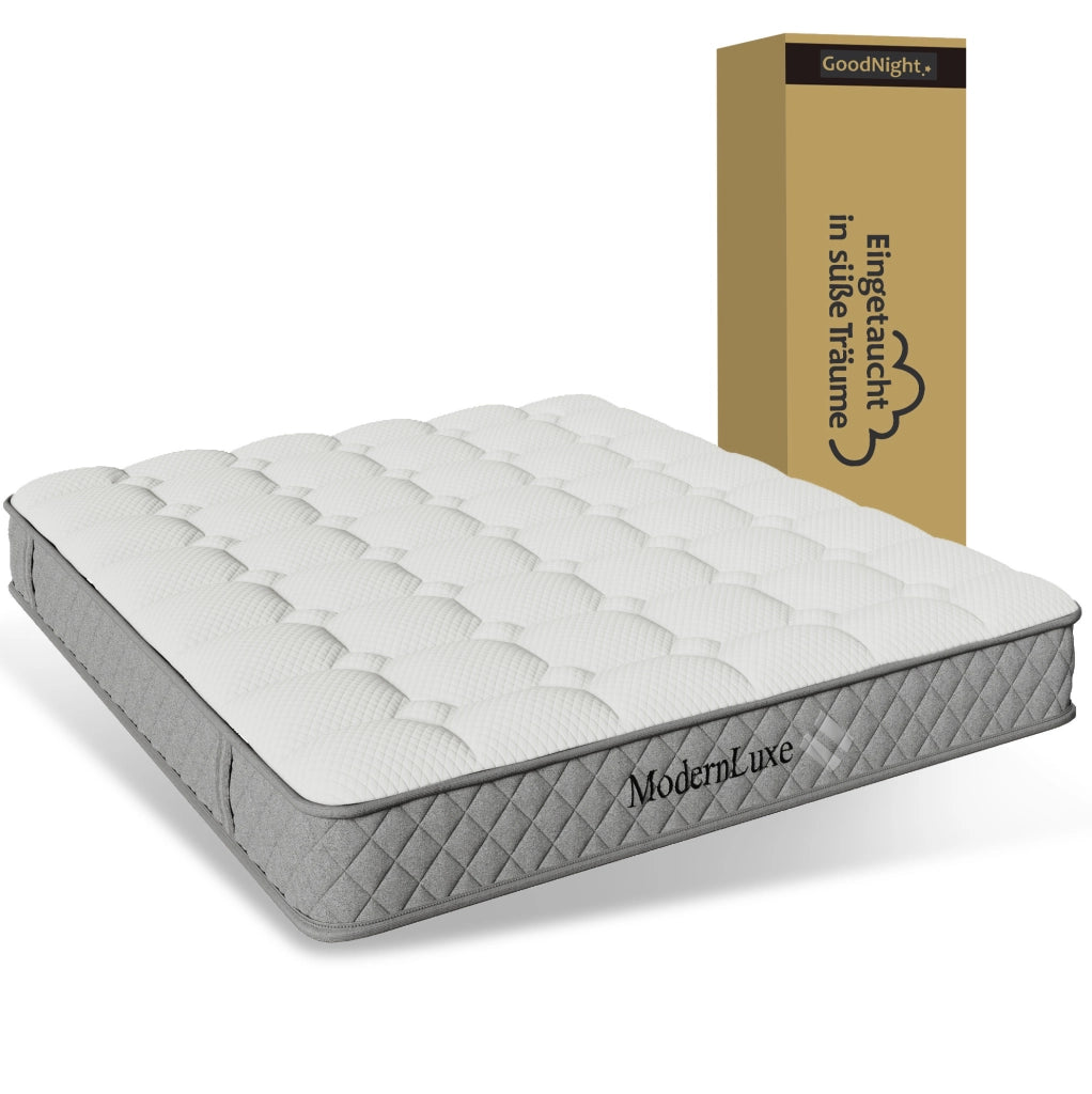 Letto contenitore bianco 140x200 cm con LED, prese USB e materasso incluso