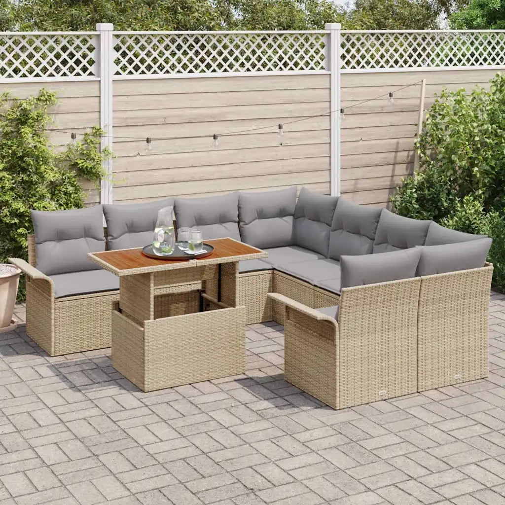 Set Divano da Giardino con cuscino beige e grigio chiaro 3349314