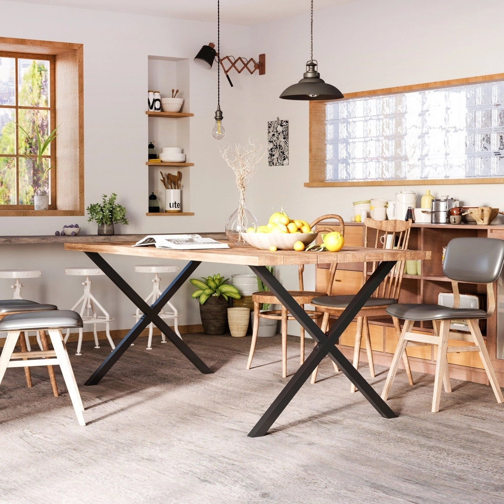Gambe per Tavolo a X ¨C Xylo ¨C Acciaio Nero 80x72 cm Stile Industriale