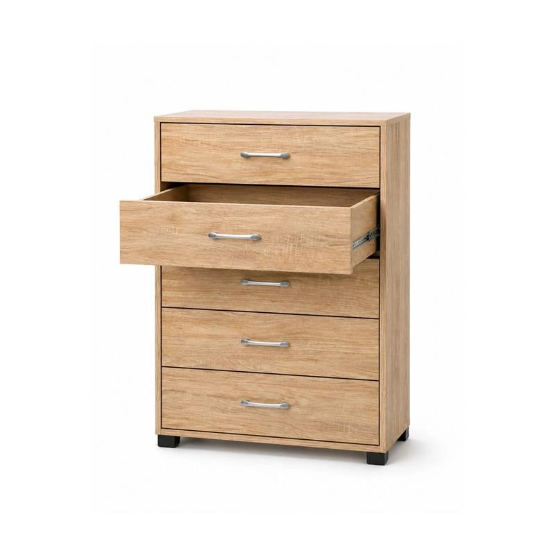 CASSETTIERA 5 CASSETTI IN LEGNO CON PIANO D'APPOGGIO COLORE ROVERE DIMENSIONI 50X40X101CM