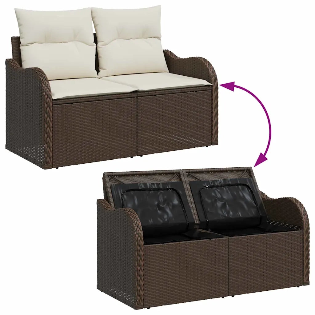 Set Divano da Giardino 8 pcs Marrone e bianco Poly Rattan 3354487