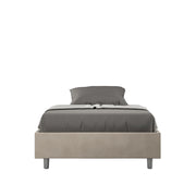 BS COM Letto una piazza e mezza con rete imbottito 110x200 microfibra sabbia
