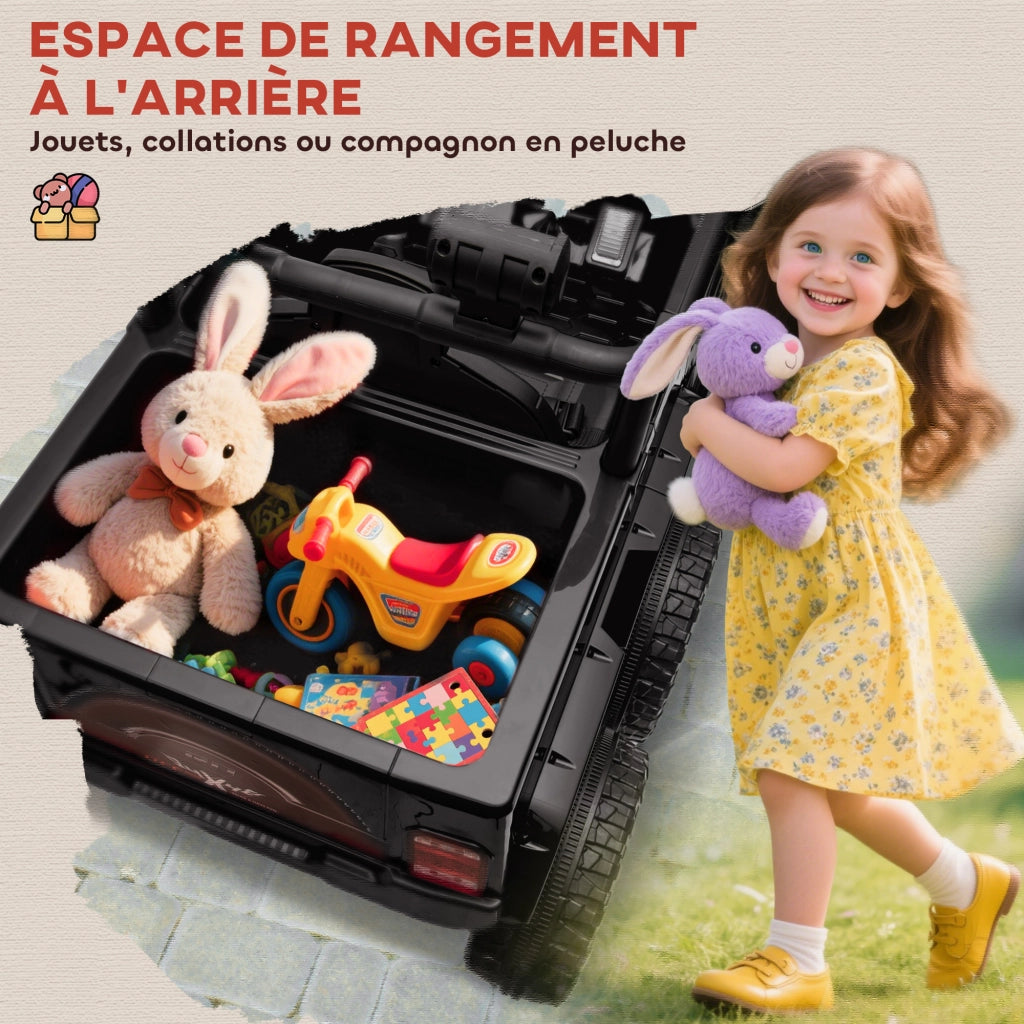 Auto Elettrica Buggy per Bambini ¨C Xylo ¨C 2 Motori 12V con Rimorchio Nero 122x62.5x65cm