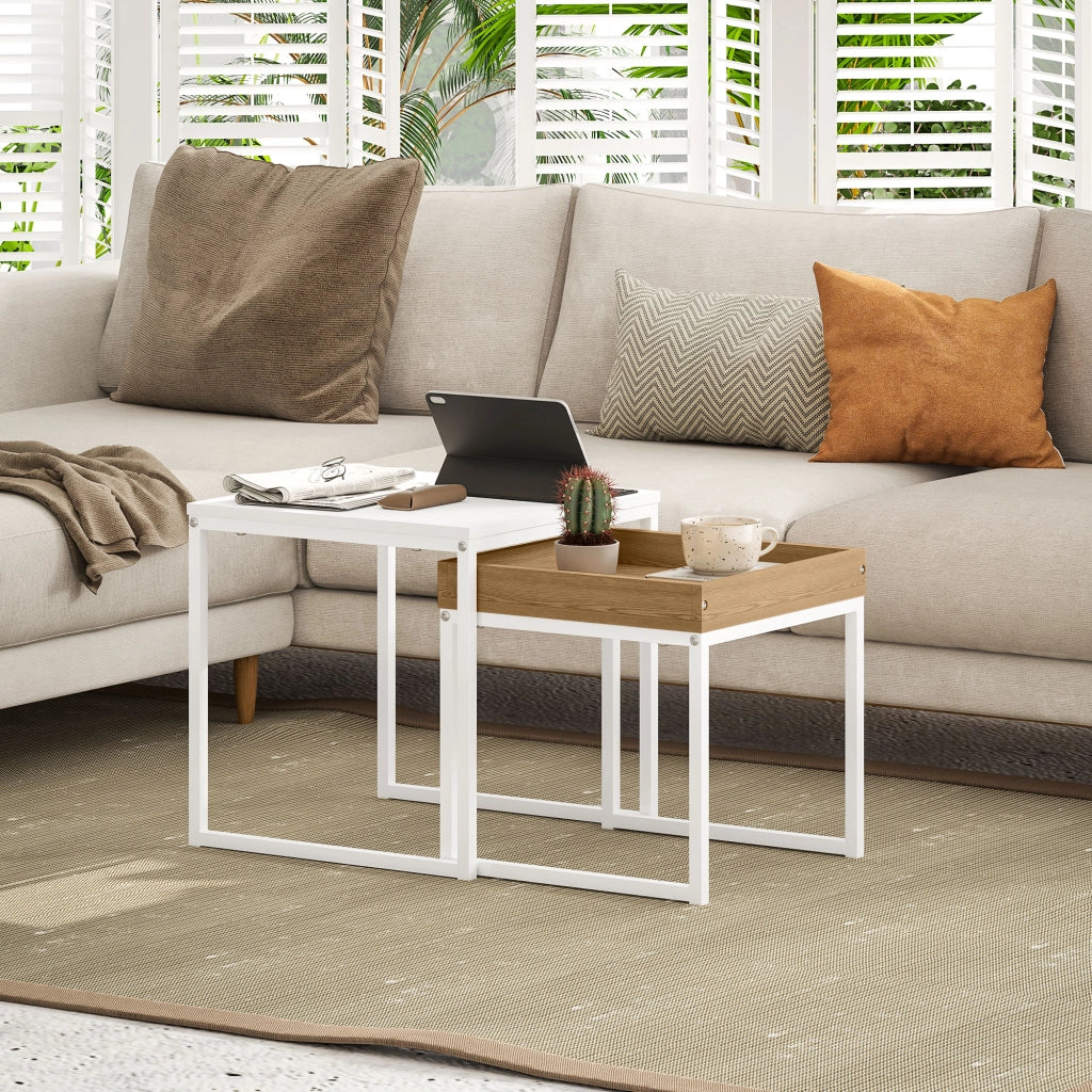 Tavolino da caff¨¨ ¨C Minimal ¨C MDF, metallo, bianco
