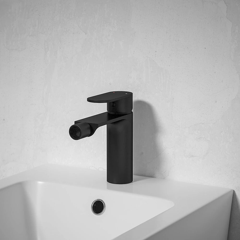 Set miscelatori: lavabo bidet senza scarico e incasso doccia monocomando nero opaco | Kerry