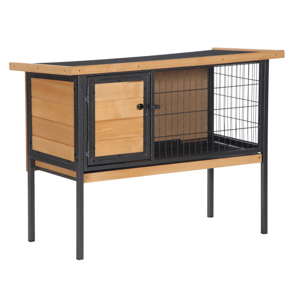 Gabbia per conigli in legno con piedini - Xylo - 91,5x45x70 cm tetto apribile