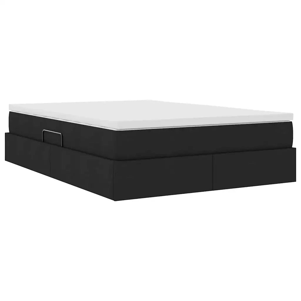 Letto con contenitore e materasso Nero 140 x 190 cm Poliestere 3370226
