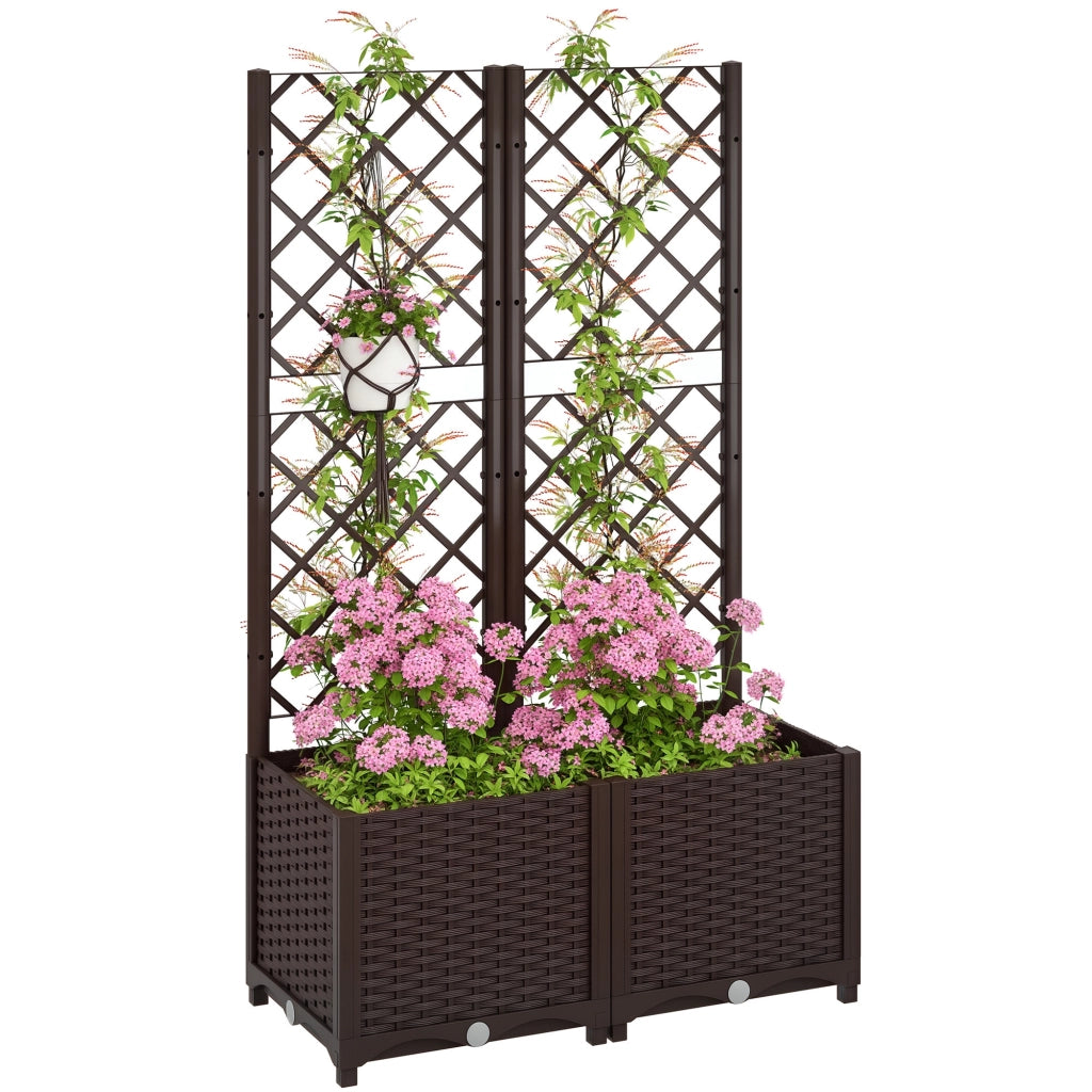 Fioriera con traliccio in legno da giardino - Xylo - 80x40x135 cm marrone