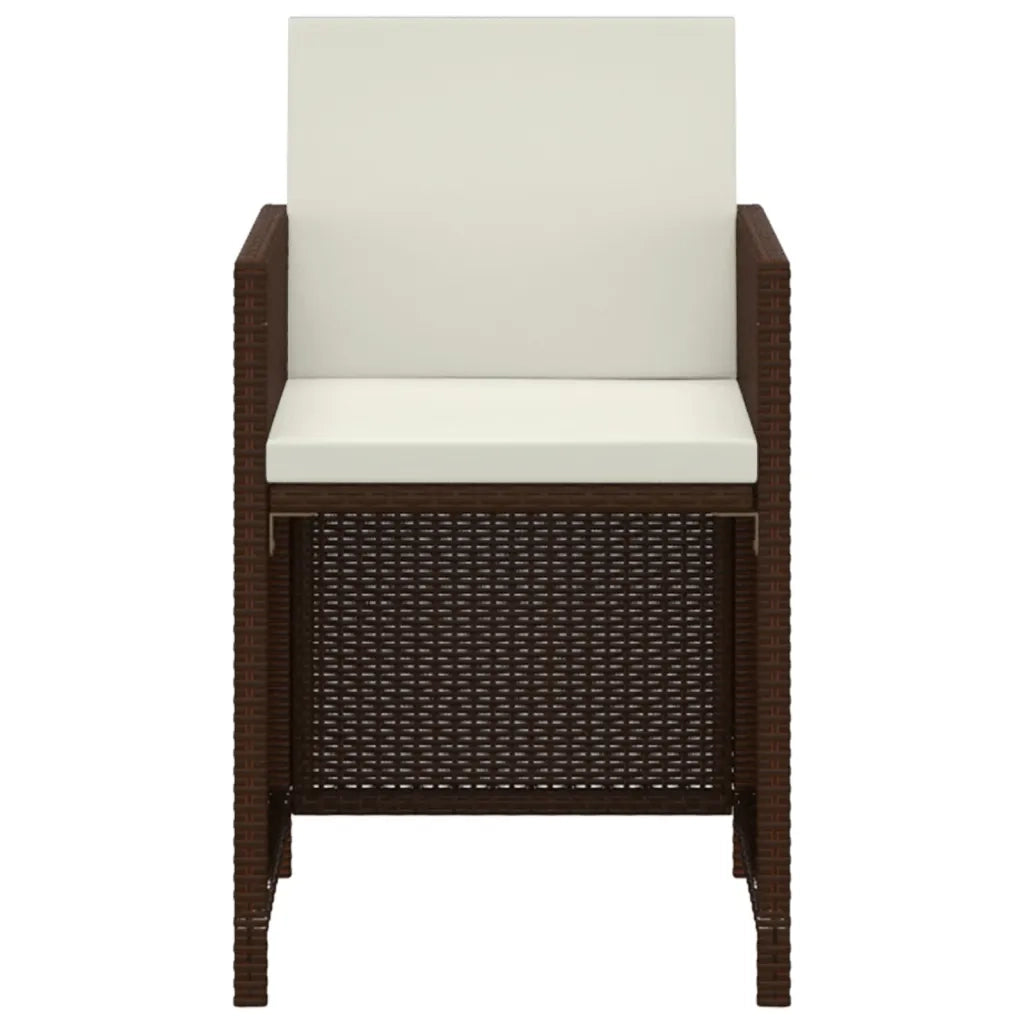 Set da Pranzo da Giardino 3 pz e Cuscini in Polyrattan Marrone 3095492