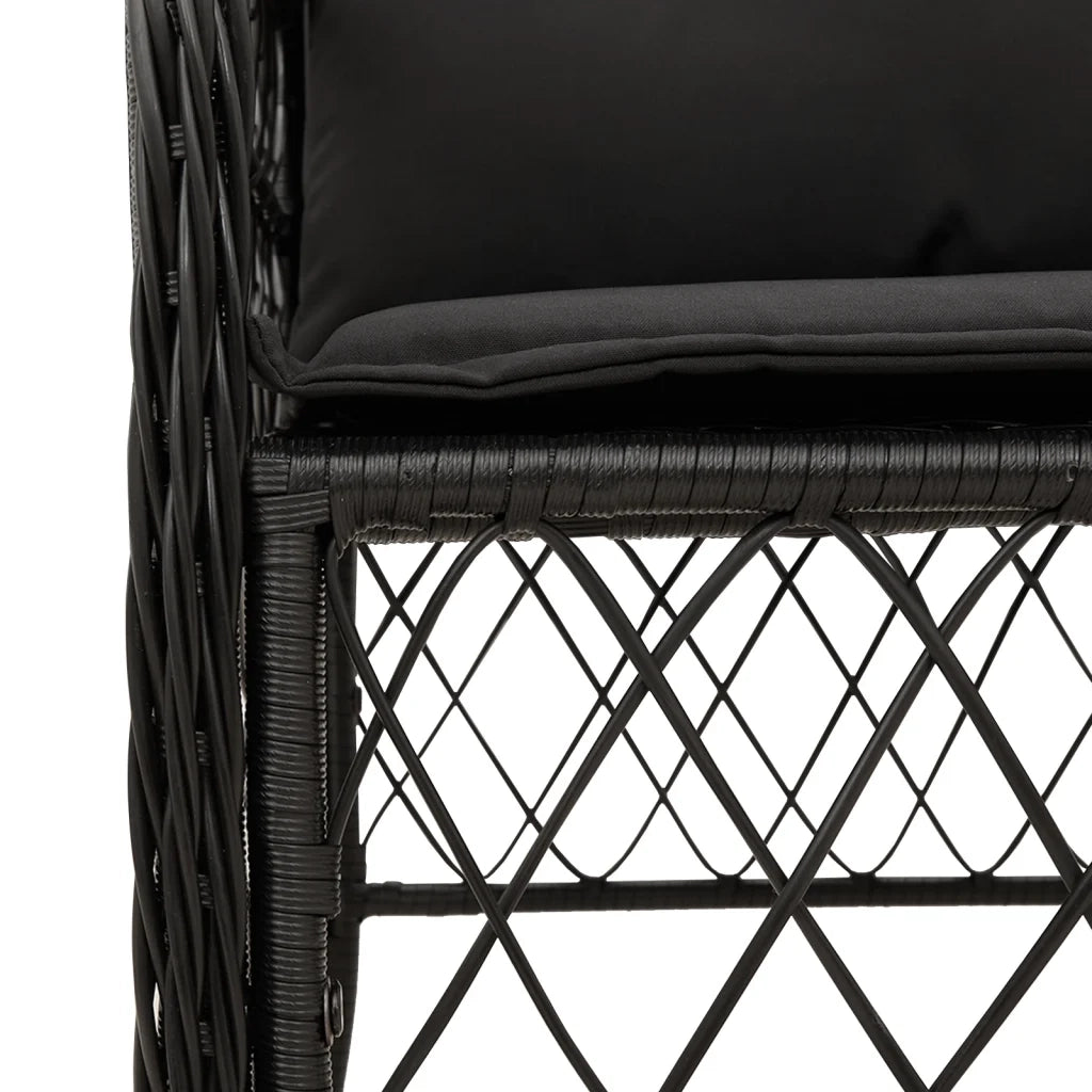 Set da Pranzo da Giardino 5 pz Nero con Cuscini in Polyrattan 3212104