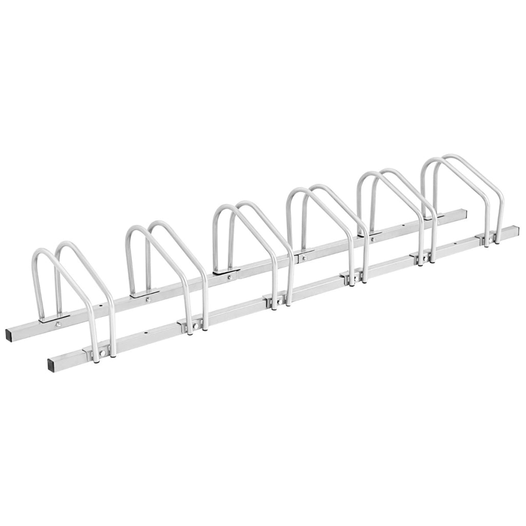 Rastrelliera in telaio d'acciaio per biciclette, Portabiciclette parcheggio per 6 bici Argento-Ciclismo