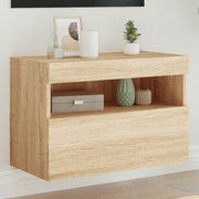 Mobile TV a Parete con Luci LED Rovere Sonoma 60x30x40 cm 837187