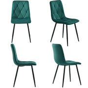 Sedia da pranzo (4 pezzi), verde scuro, set di 4 sedie imbottite di design, sedia da pranzo in velluto twill, sedia da cucina con schienale, seduta in