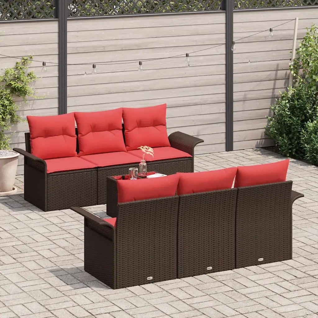 Set Divano da Giardino con cuscino 7 pcs Beige Rosso 3353923