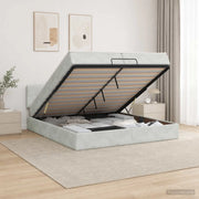 Letto Ottomano con Materasso e LED Grigio Chiaro 200 x 200 cm 3457161