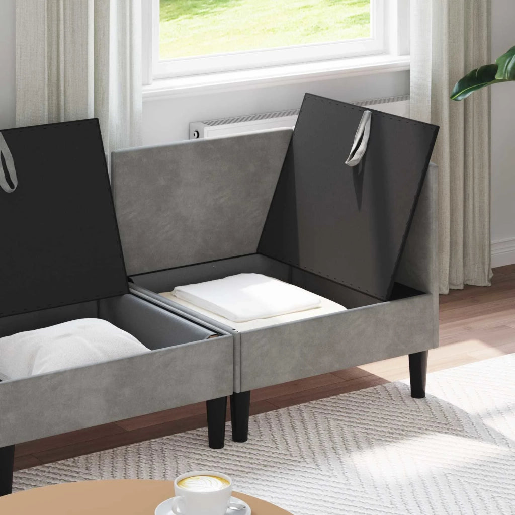Set di mobili per il soggiorno 3 pcs Grigio Chiaro Velluto 3413728