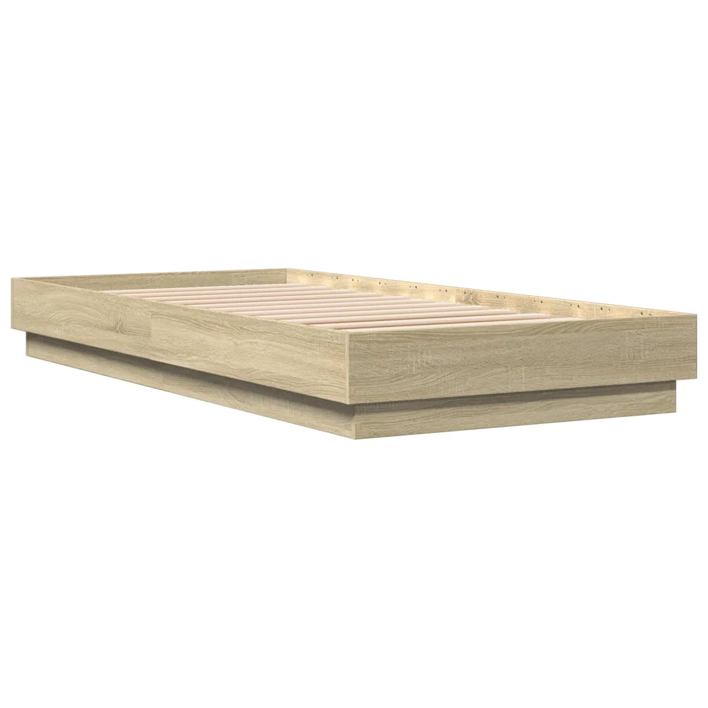 Letto singolo | Letto per adulti | Giroletto senza Materasso Rovere Sonoma 100x200cm in Truciolato