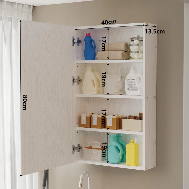 Mobiletto da bagno sospeso bianco con ripiani, colonna, stile loft, moderno, 80 cm