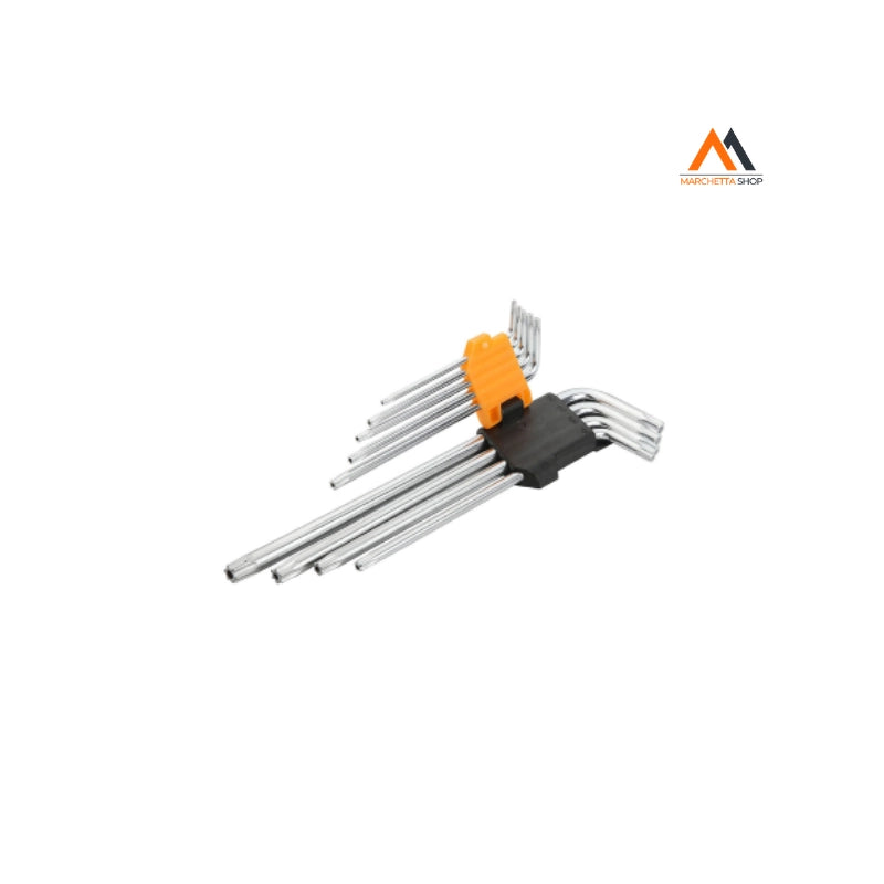 SET 9PZ CHIAVINI TORX CON FORO EXTRA-LUNGHI