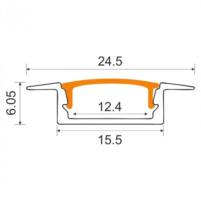 Profilo LED P01 incasso nero diffusore opale 1m Ecolight