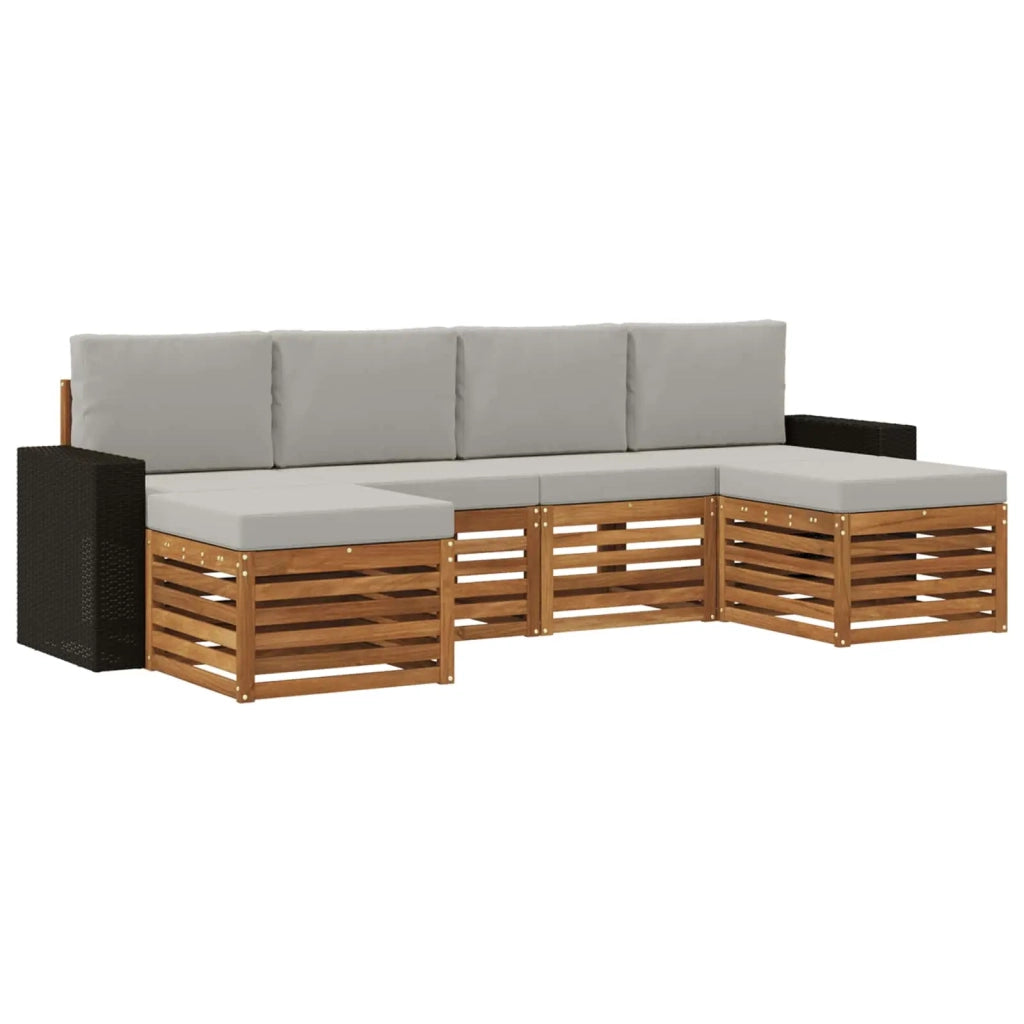 Set di divani da esterno 6 pz Naturale e Grigio Chiaro 3384692
