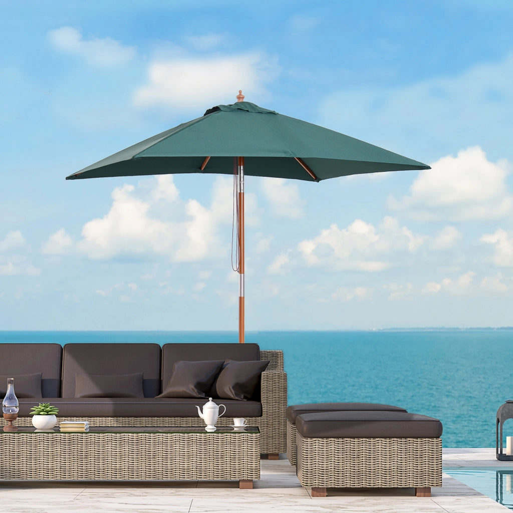 Ombrellone da Giardino Inclinabile ¨C Xylo ¨C 2x1.5m Legno Verde 6 Stecche