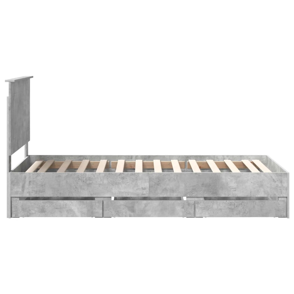 Letto singolo | Letto per adulti | Struttura del letto con cassetto Grigio cemento 90 x 190 cm