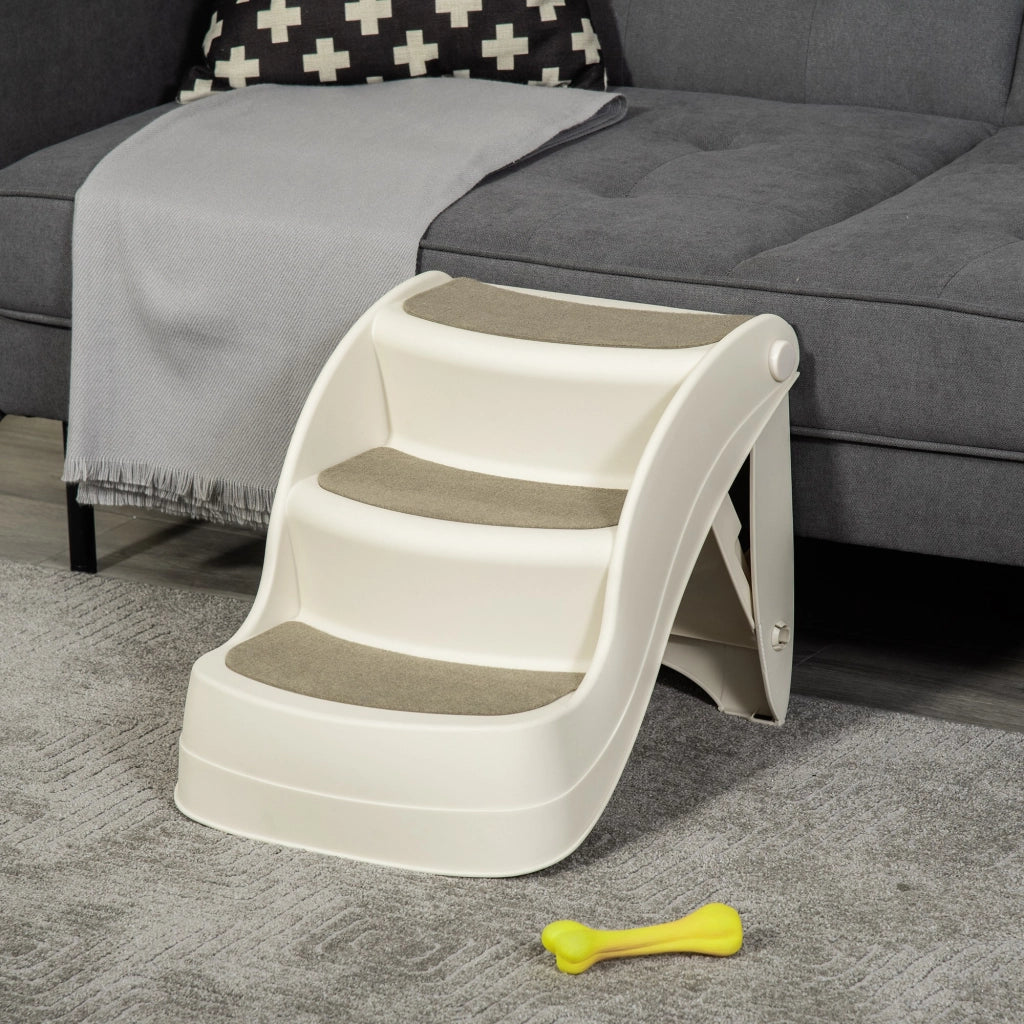 Scaletta per Animali Pieghevole ¨C Xylo ¨C 3 Gradini Antiscivolo PP Beige 49x38x38cm