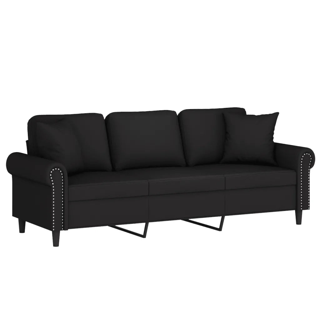 Divano a 3 Posti con Cuscini-Sofa 3 Posti con Cuscini Nero 180 cm in Velluto 523477