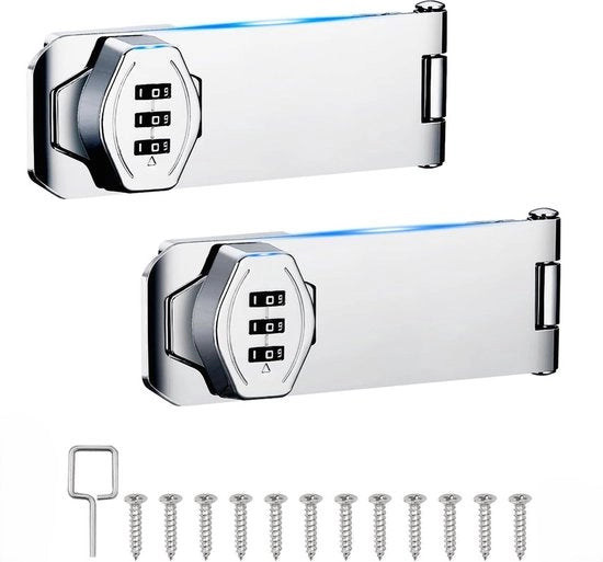 Kit di sicurezza per porte, combinazione rotativa, schiacciasassi per porte piccole, armadi, porte di garage, bagni, esterni, giardini (7,62 cm) - argento - 7,62 cm